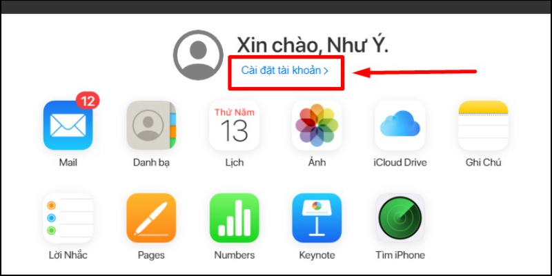 Đăng nhập vào tài khoản iCloud bằng Apple ID