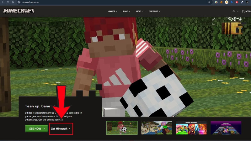 Chọn mục Get Minecraft sau khi truy cập website chính thức của Minecraft 