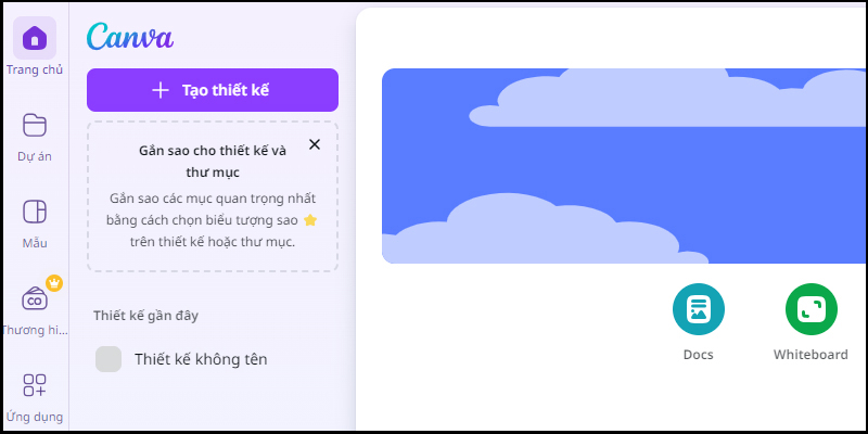 Mở ứng dụng Canva, sau đó chọn Tạo thiết kế