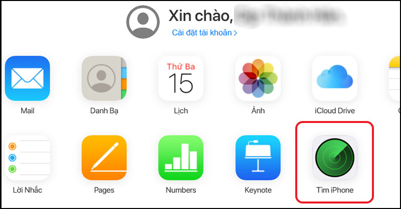 Nhấn vào tùy chọn Tìm iPhone 