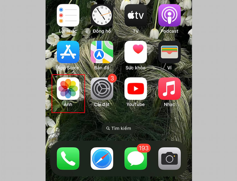 Nhấn vào ứng dụng Ảnh trên iPhone