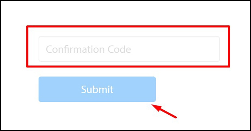 Nhập mã xác nhận được gửi đến SMS và nhấn Submit