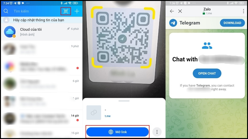 Quét mã QR Telegram để thêm bạn bè