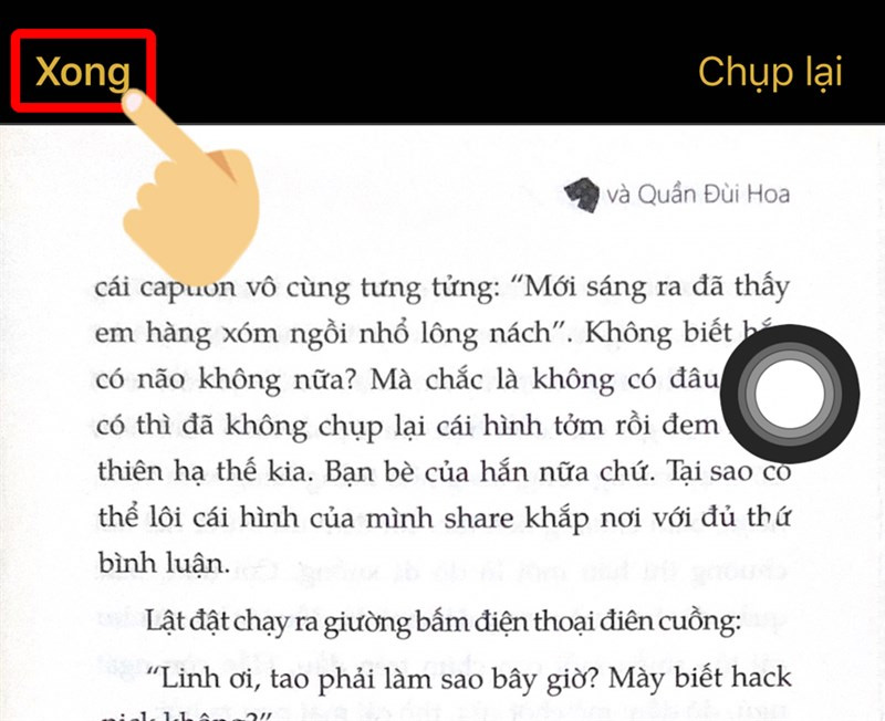 Scan phần còn lại của tài liệu và nhấn Xong để lưu kết quả