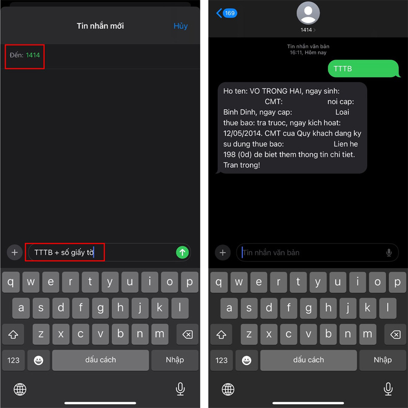 Soạn tin nhắn gửi đến đầu số 1414