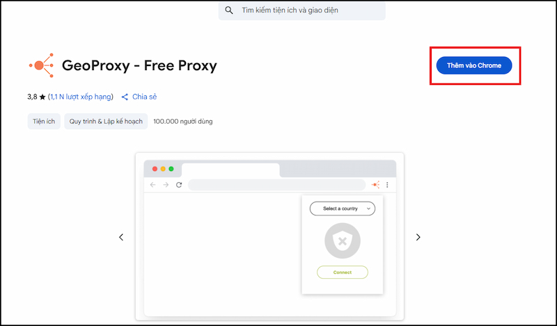 Tải tiện ích GeoProxy về trình duyệt máy tính