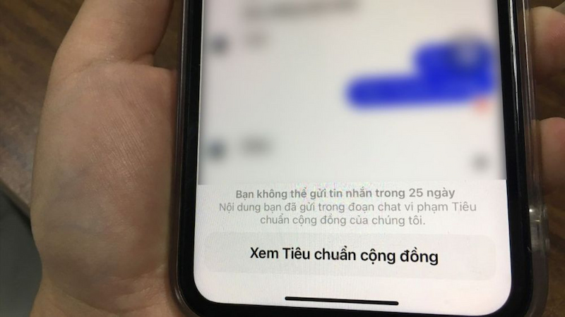 Tài khoản bị chặn gửi tin nhắn Messenger do vi phạm tiêu chuẩn Facebook