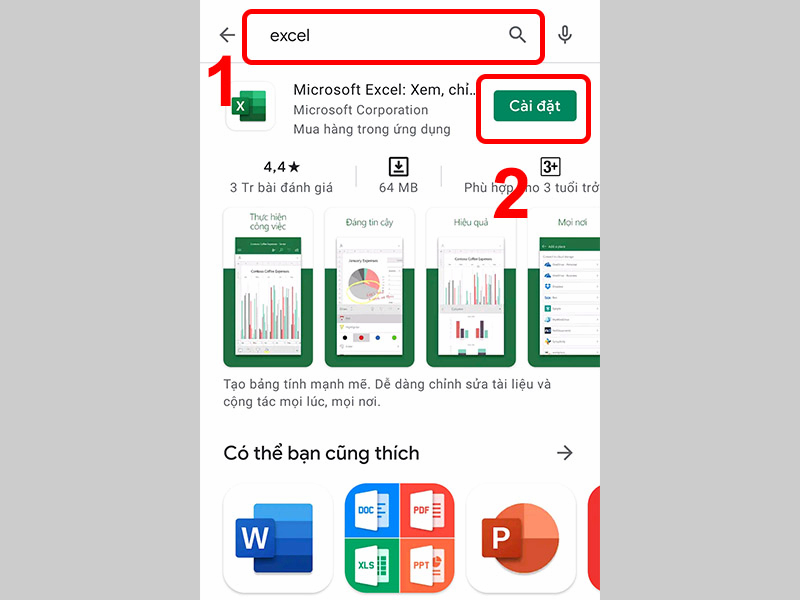 Tải ứng dụng Excel trên điện thoại Android