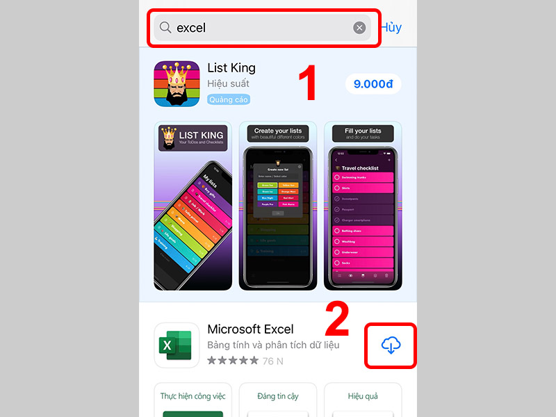 Tải ứng dụng Excel trên điện thoại iPhone