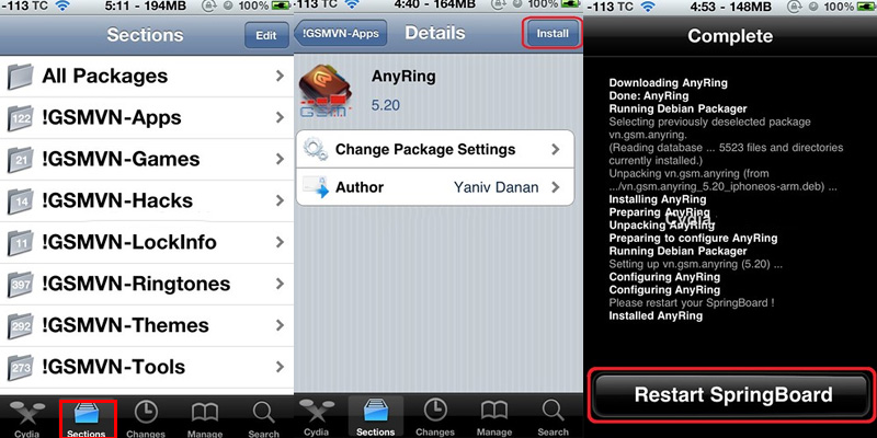 Cách tải ứng dụng từ Cydia