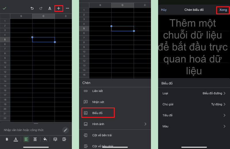 Tạo biểu đồ trên Excel điện thoại