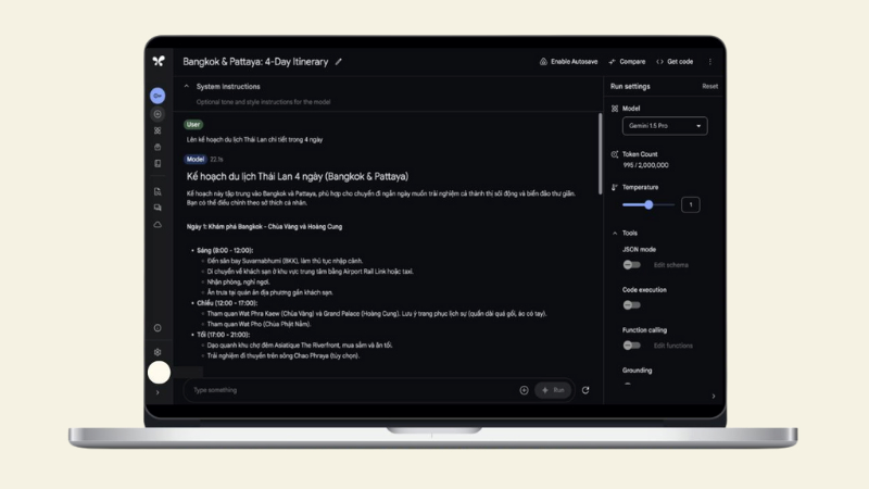 Tạo Prompt Google AI Studio