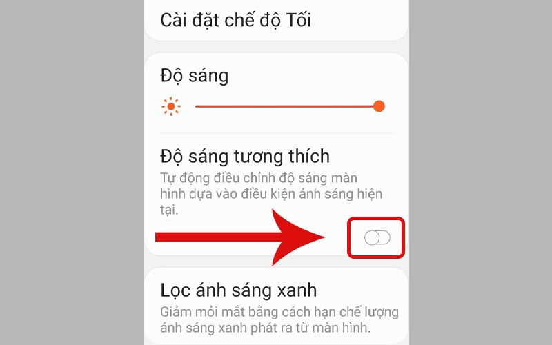 Tắt độ sáng tương thích 