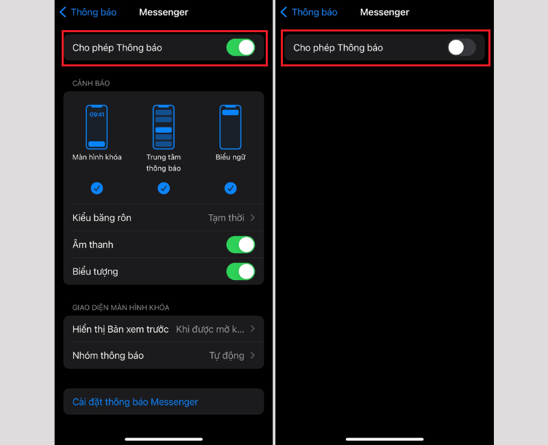 Cách tắt thông báo tin nhắn Messenger trên iPhone