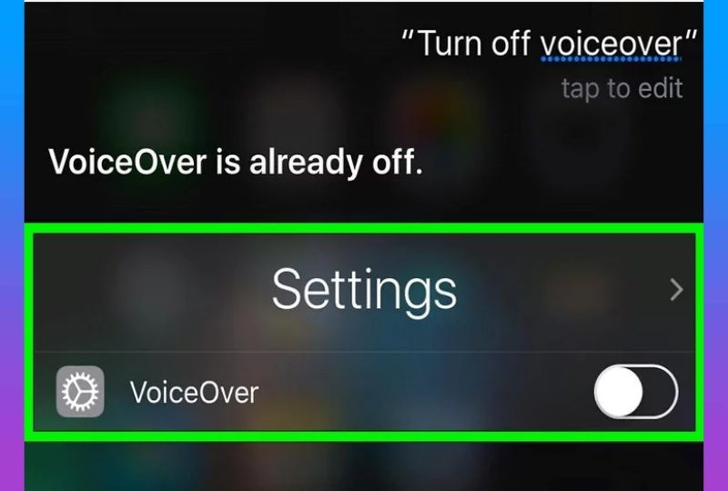 Tắt VoiceOver trên iPhone bằng Siri