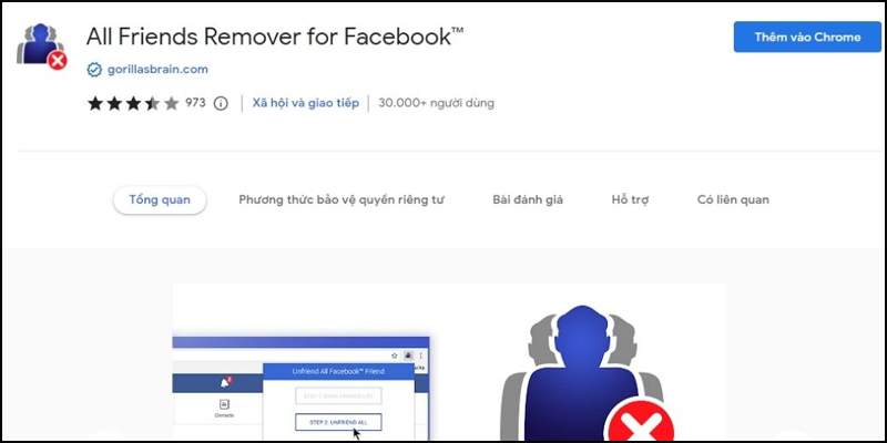 Cài đặt tiện ích All Friends Remover for Facebook cho máy tính
