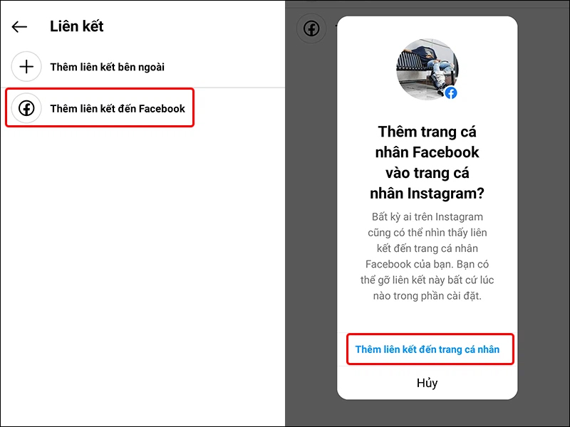 Thêm trang cá nhân Facebook vào tiểu sử Instagram