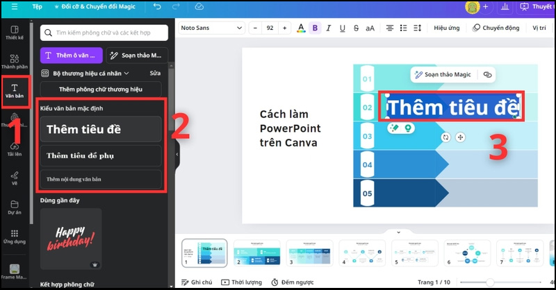 Người dùng có thể thêm văn bản vào slide PowerPoint 