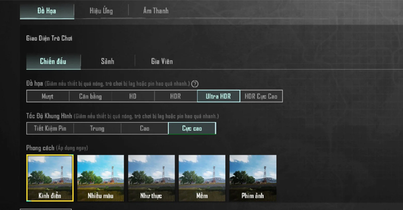 Thiết lập đồ họa của game PUBG Mobile