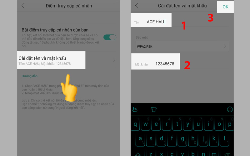 Thiết lập tên và mật khẩu Wifi cho điện thoại OPPO