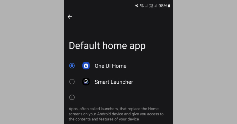 Tick vào ô One UI Home để đặt Launcher mặc định thành One UI