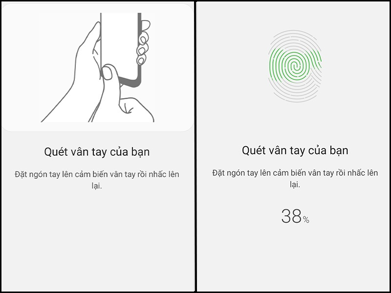 Tiến hành quét vân tay trên điện thoại Samsung