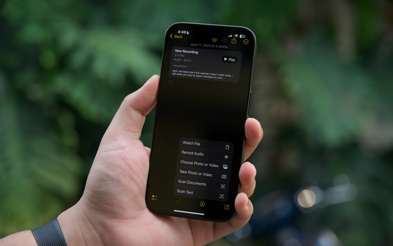 Tính năng chuyển đổi đoạn ghi âm thành văn bản trong ứng dụng Notes