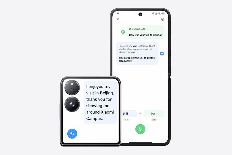 Tính năng dịch trên hai màn hình của Xiaomi Mix Flip