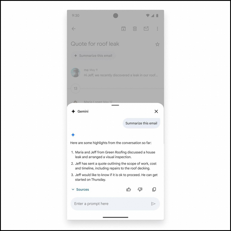 Tính năng Gmail Q&A của Gemini