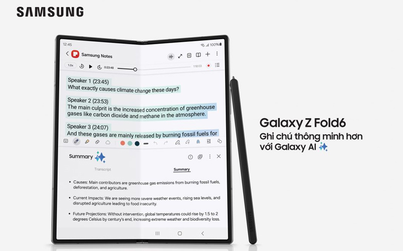 Tính năng tóm tắt văn bản của Galaxy Z Fold 6