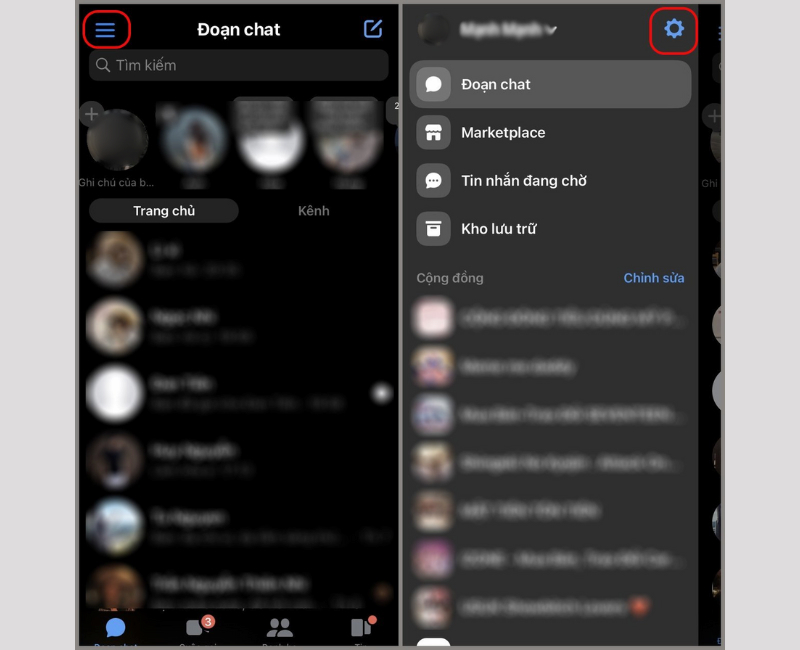 Truy cập vào Cài đặt trên Messenger