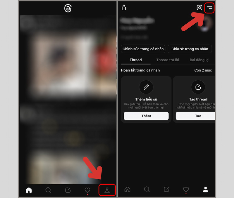 Truy cập vào trang cá nhân Threads 