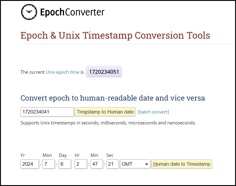 Truy cập vào trang web của công cụ chuyển đổi Epoch & Unix Timestamp