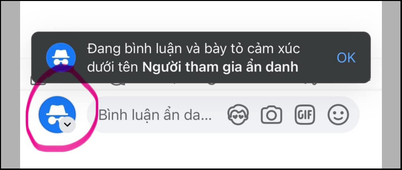 Comment dưới chế độ ẩn danh tại bài đăng của group