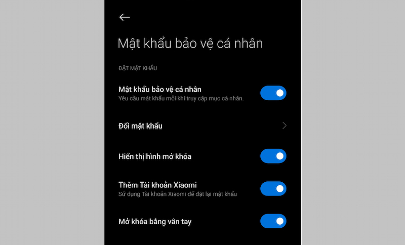 Tùy chỉnh mật khẩu bảo vệ cá nhân của Album cá nhân trên Xiaomi