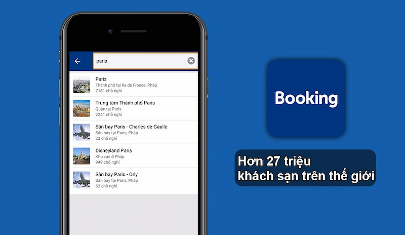 Ứng dụng Booking cung cấp hơn 27 triệu khách sạn