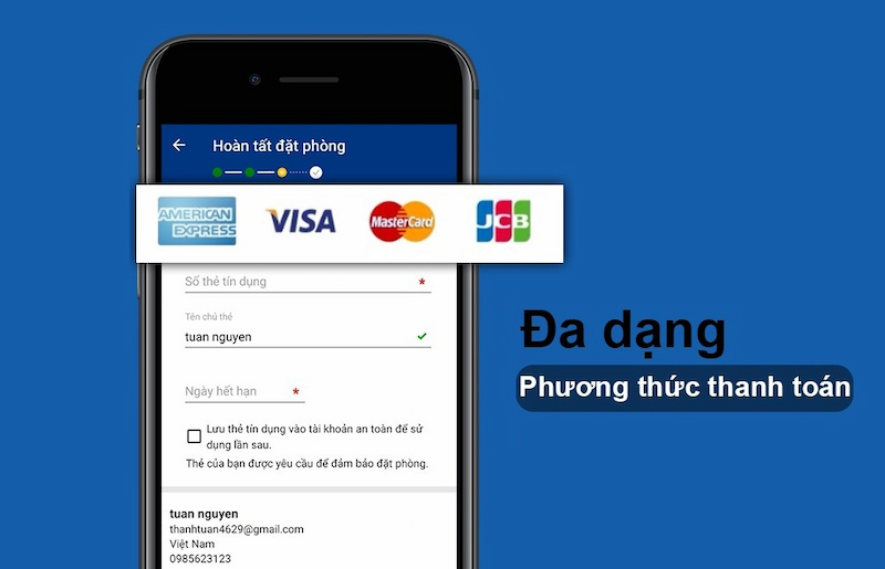 Ứng dụng Booking cung cấp đa dạng phương thức thanh toán