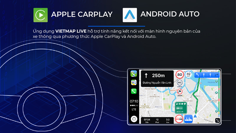 Vietmap Live cho phép kết nối nhanh chóng với màn hình xe hơi