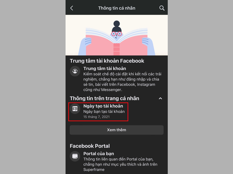 Xem thời gian đăng ký Facebook