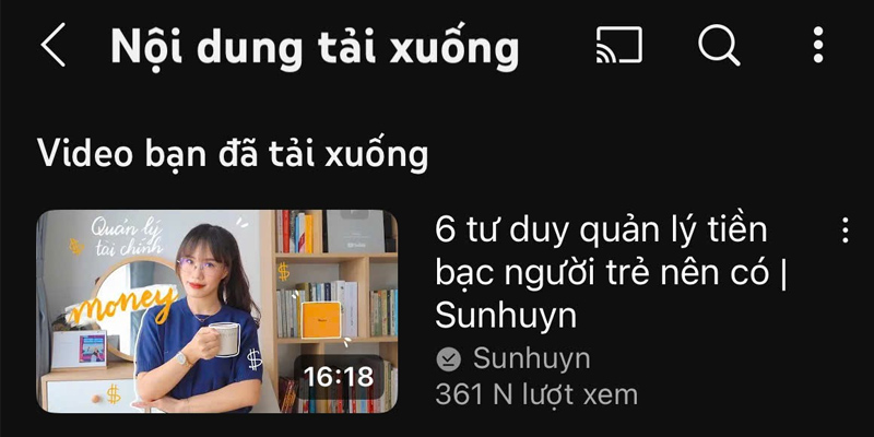 Video đã được tải về điện thoại thành công