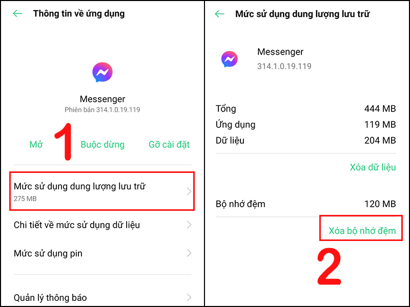 Xóa dữ liệu ứng dụng để khắc phục lỗi Messenger không gửi được tin nhắn