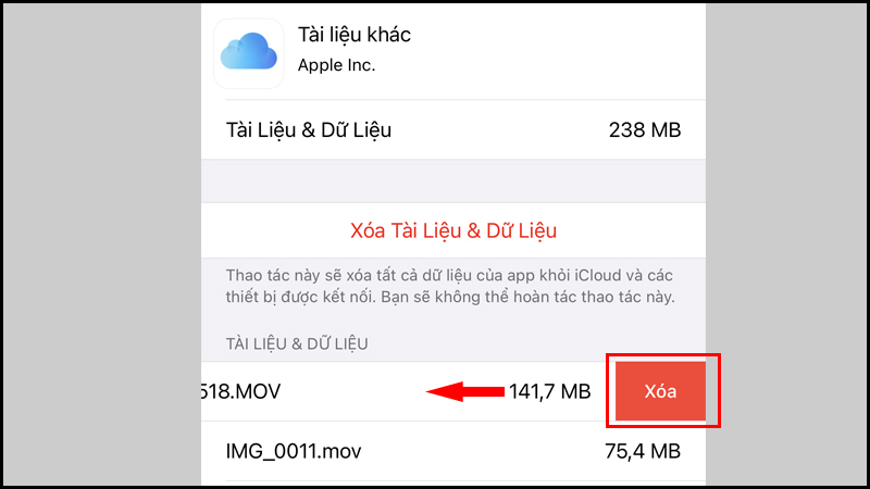 Xóa những dữ liệu không còn sử dụng trên iCloud Drive