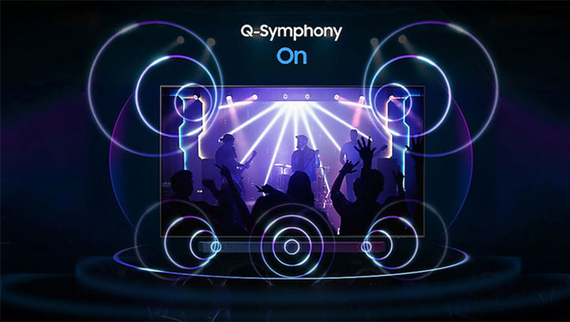 Công nghệ Q-Symphony 3.0 đồng bộ chính xác âm thanh từ loa và tivi
