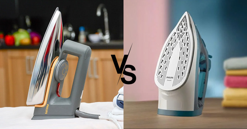 So sánh chi tiết bàn ủi khô và bàn ủi hơi nước