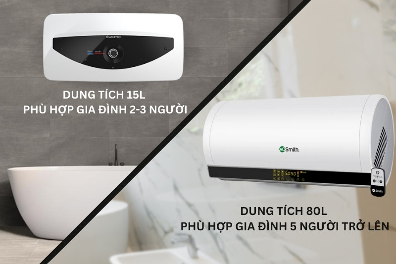 Chọn dung tích bình nước nóng phù hợp