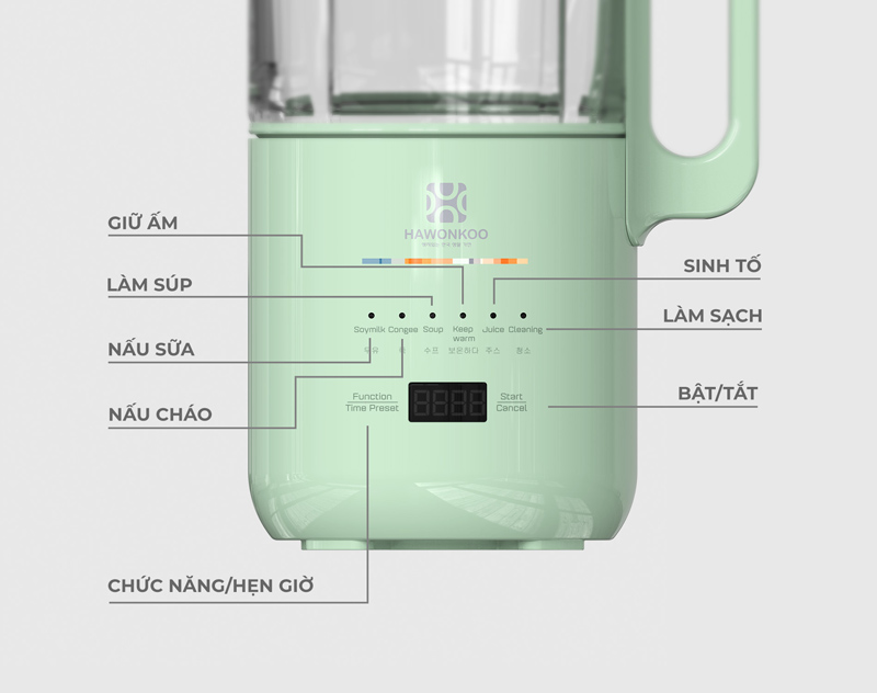 Chức năng nấu máy làm sữa hạt Hawonkoo SMH-120-GE