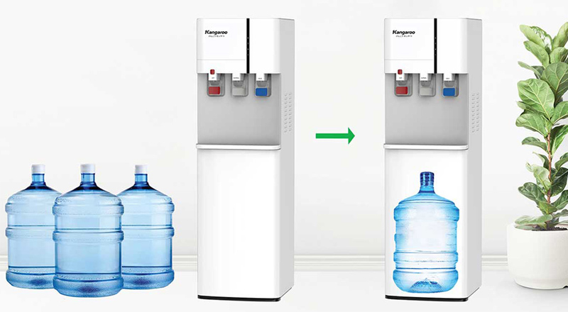 Máy Nóng Lạnh Kangaroo KG59A3 có thiết kế hút bình tiện lợi