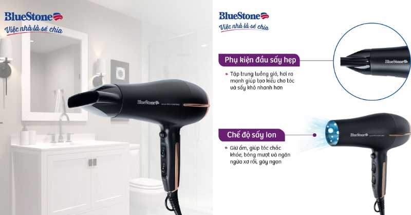 Máy sấy tóc BlueStone giúp sấy tóc mau khô