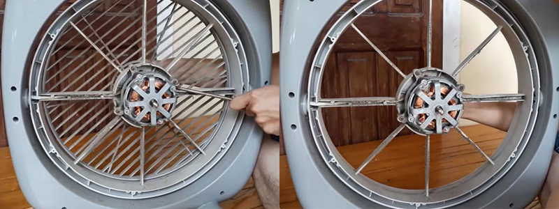 Dùng tua vít giữ cố định bộ phận truyền động của quạt