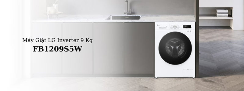 Máy Giặt LG Inverter 9 Kg FB1209S5W thiết kế lồng ngang hiện đại